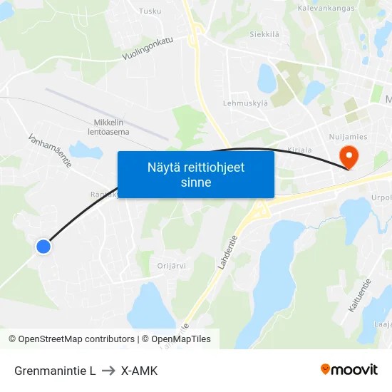 Grenmanintie  L to X-AMK map