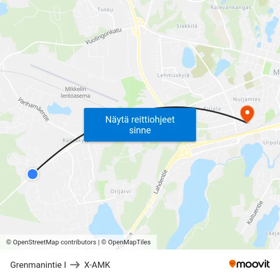 Grenmanintie  I to X-AMK map