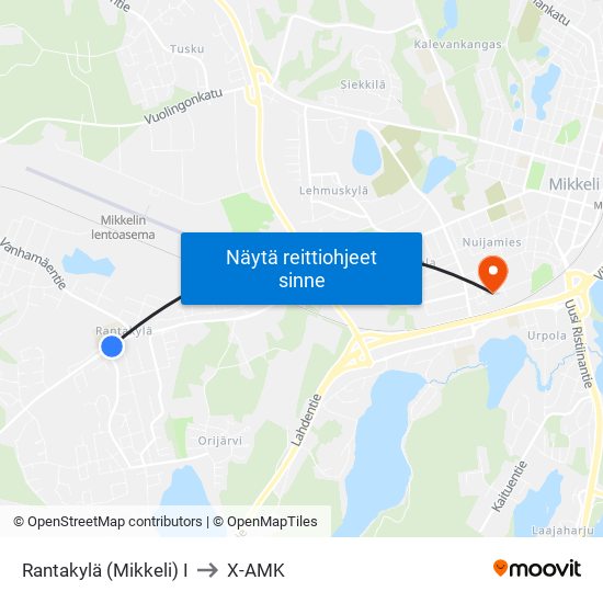 Rantakylä (Mikkeli)  I to X-AMK map