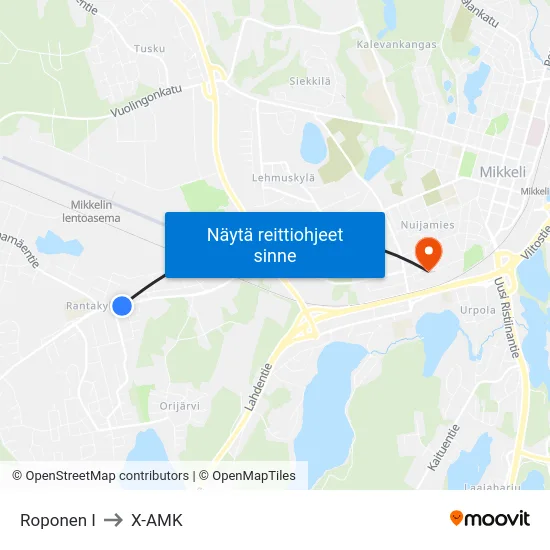 Roponen  I to X-AMK map