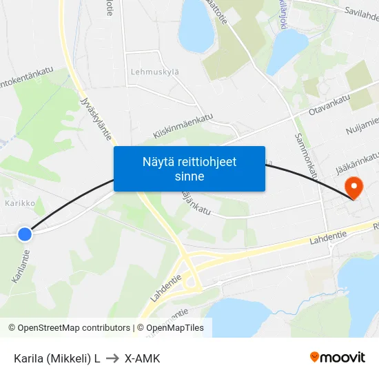 Karila (Mikkeli)  L to X-AMK map