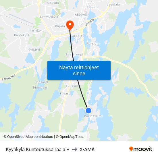 Kyyhkylä Kuntoutussairaala  P to X-AMK map