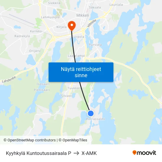 Kyyhkylä Kuntoutussairaala  P to X-AMK map