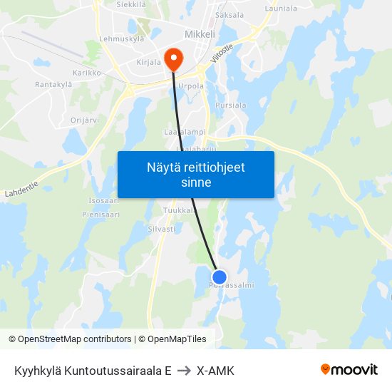Kyyhkylä Kuntoutussairaala  E to X-AMK map