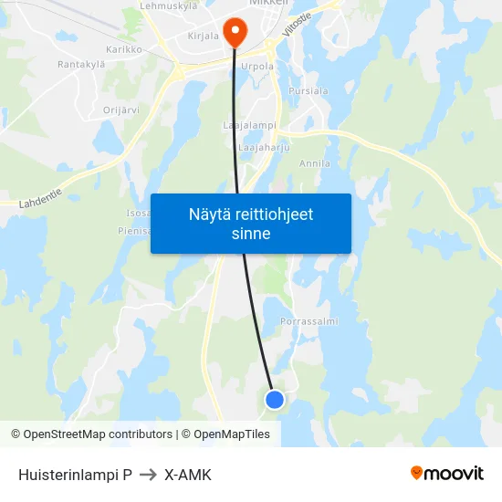 Huisterinlampi  P to X-AMK map