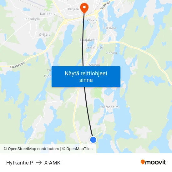 Hytkäntie  P to X-AMK map
