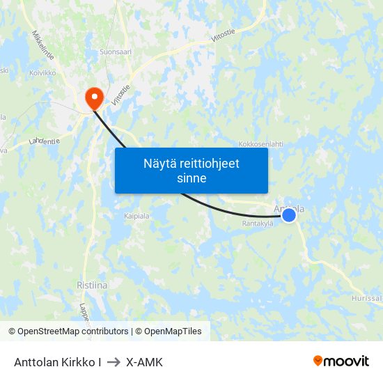 Anttolan Kirkko  I to X-AMK map