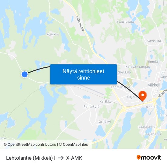 Lehtolantie (Mikkeli)  I to X-AMK map