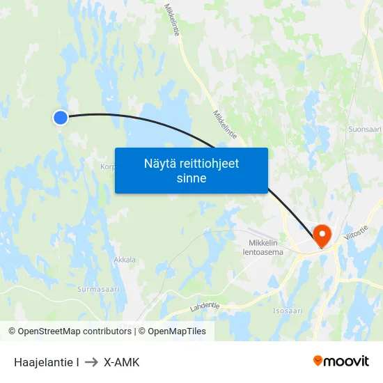 Haajelantie  I to X-AMK map