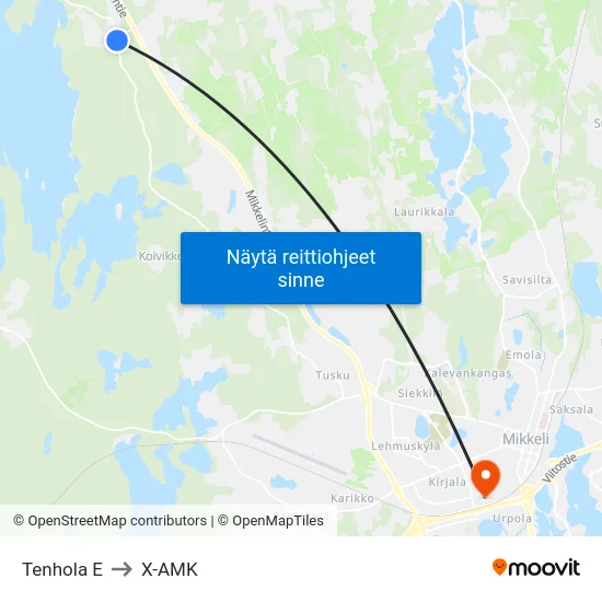 Tenhola  E to X-AMK map