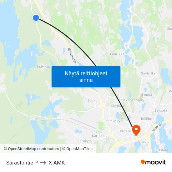 Sarastontie  P to X-AMK map