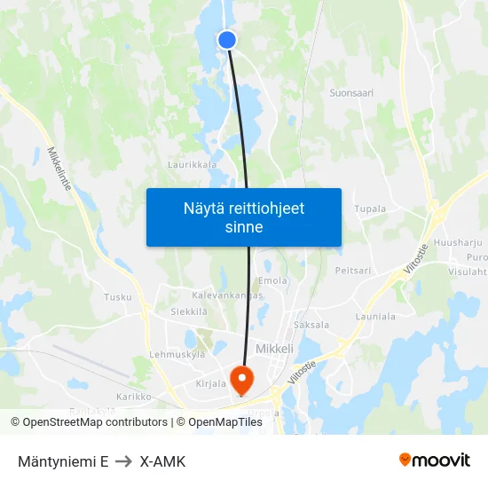 Mäntyniemi  E to X-AMK map