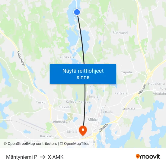 Mäntyniemi  P to X-AMK map