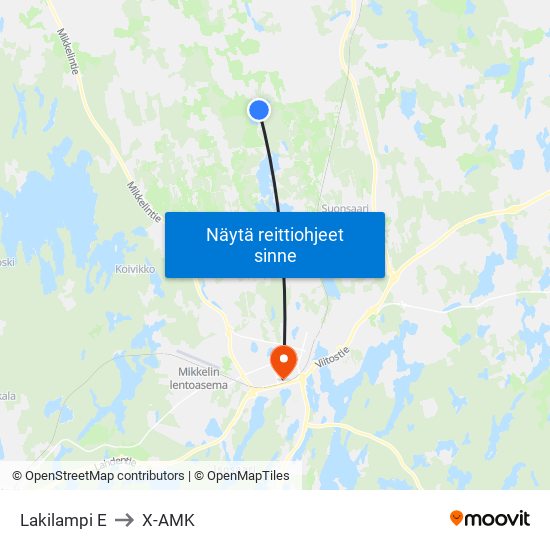 Lakilampi  E to X-AMK map