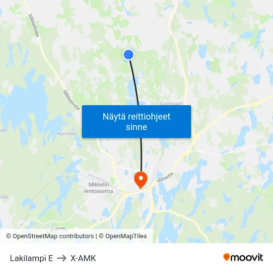 Lakilampi  E to X-AMK map