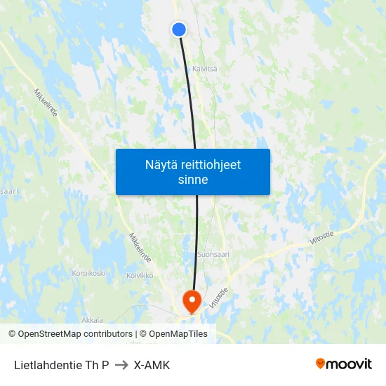 Lietlahdentie Th  P to X-AMK map