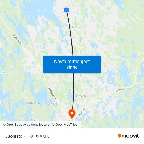 Juonisto  P to X-AMK map