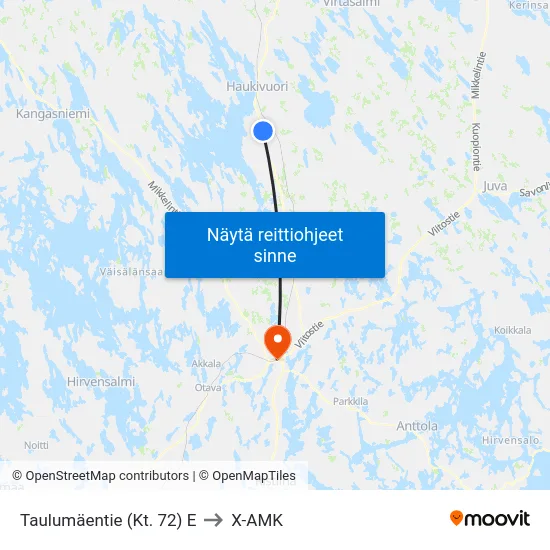 Taulumäentie (Kt. 72)  E to X-AMK map