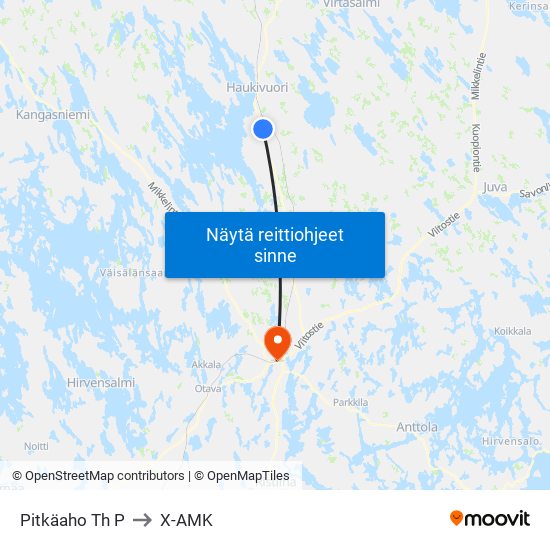 Pitkäaho Th  P to X-AMK map