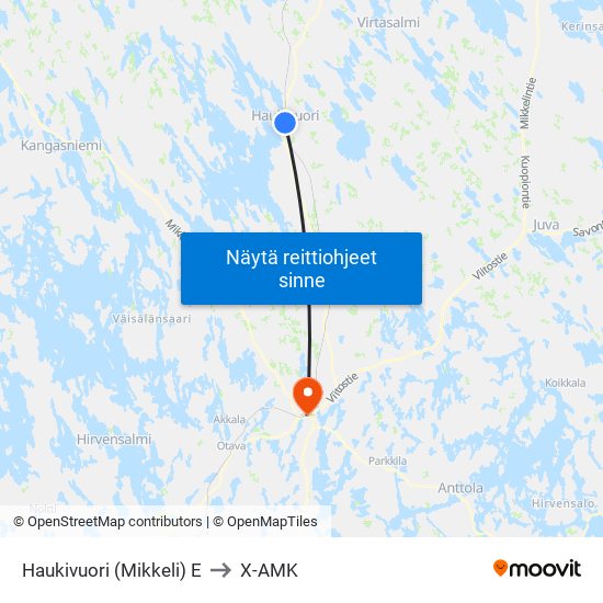 Haukivuori (Mikkeli)  E to X-AMK map