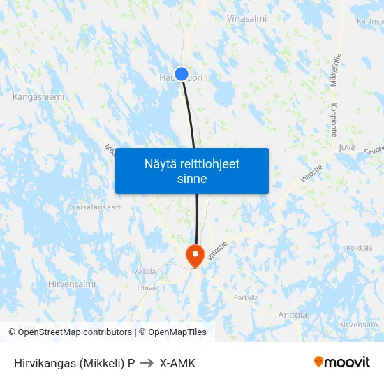 Hirvikangas (Mikkeli)  P to X-AMK map