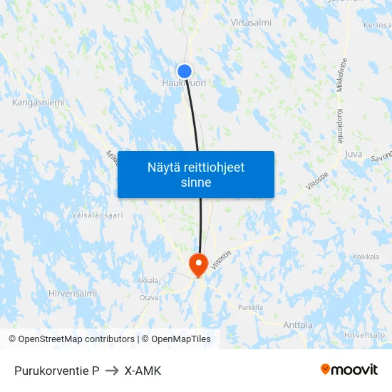 Purukorventie  P to X-AMK map