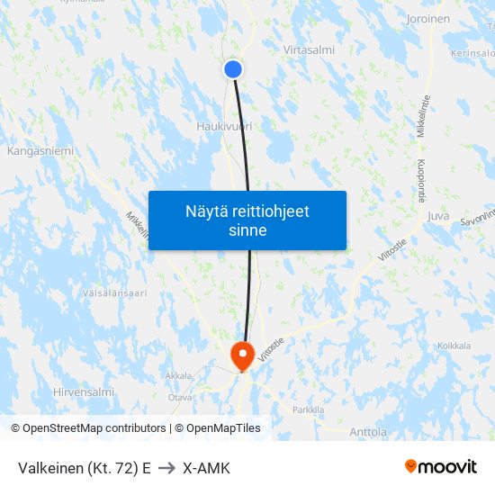 Valkeinen (Kt. 72)  E to X-AMK map