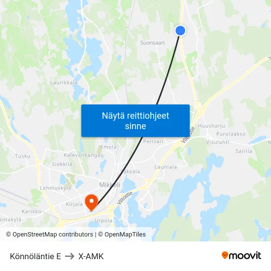 Könnöläntie  E to X-AMK map