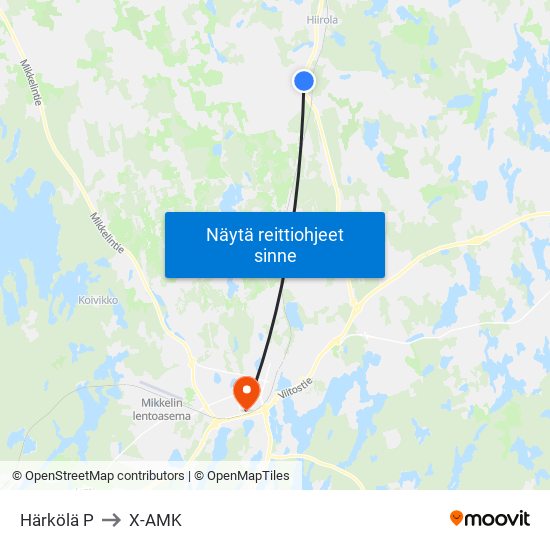 Härkölä  P to X-AMK map