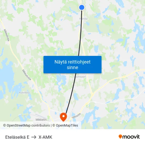 Eteläselkä  E to X-AMK map