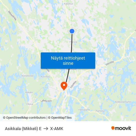 Asikkala (Mikkeli)  E to X-AMK map