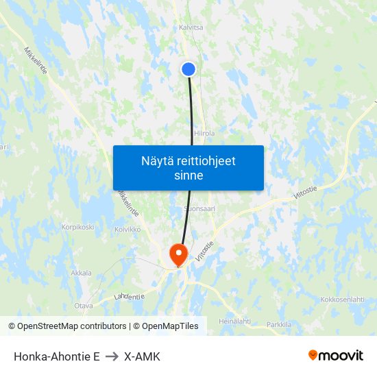 Honka-Ahontie  E to X-AMK map