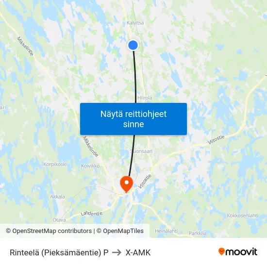 Rinteelä (Pieksämäentie)  P to X-AMK map
