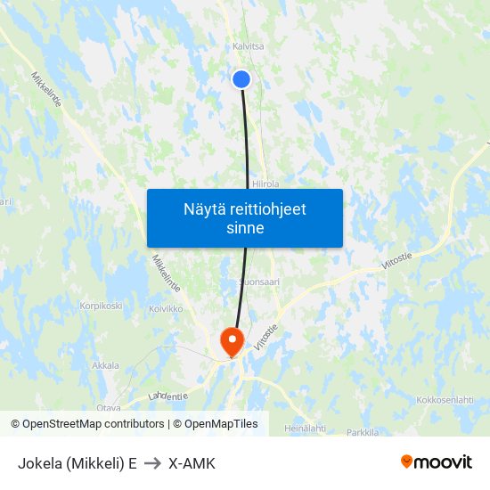 Jokela (Mikkeli)  E to X-AMK map