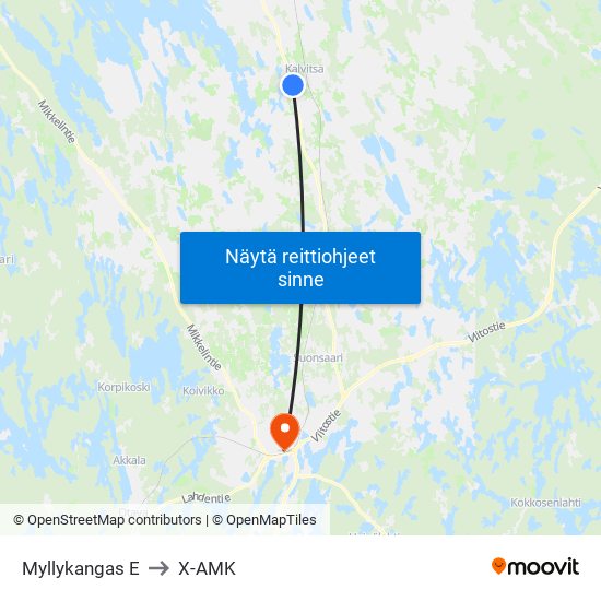 Myllykangas  E to X-AMK map