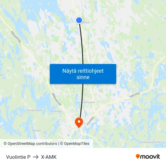 Vuolintie  P to X-AMK map