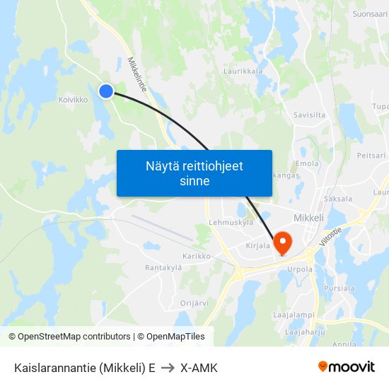 Kaislarannantie (Mikkeli)  E to X-AMK map