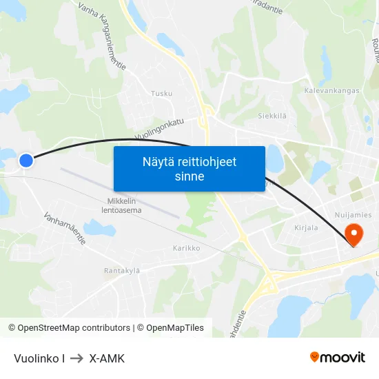 Vuolinko  I to X-AMK map