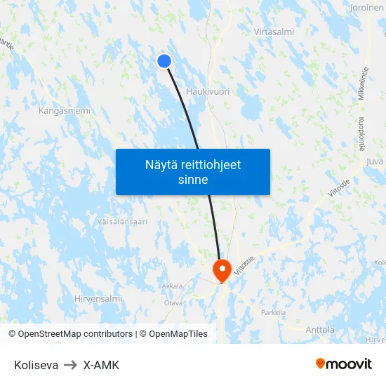 Koliseva to X-AMK map