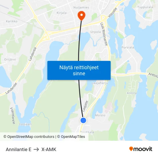 Annilantie  E to X-AMK map