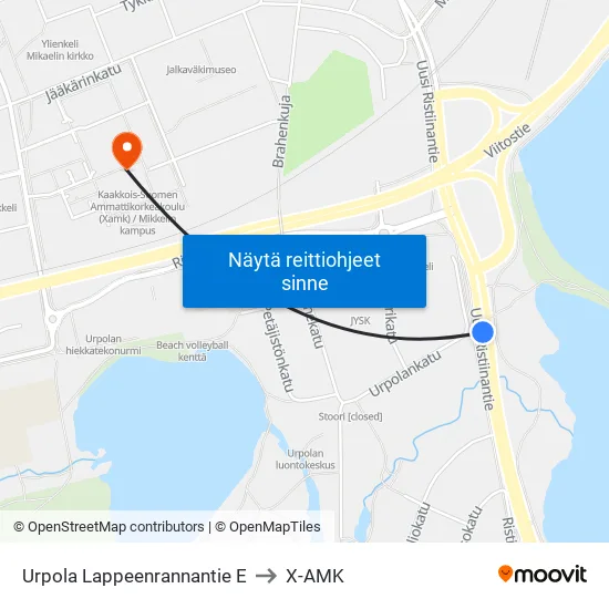 Urpola Lappeenrannantie  E to X-AMK map