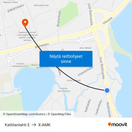 Kattilanlahti  E to X-AMK map