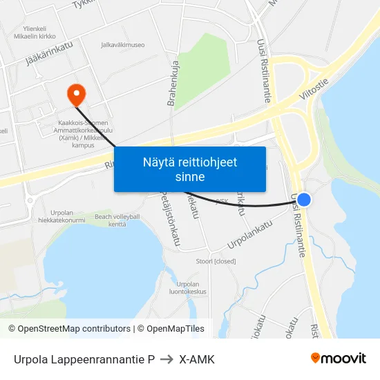 Urpola Lappeenrannantie  P to X-AMK map