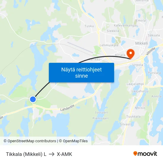 Tikkala (Mikkeli)  L to X-AMK map