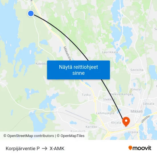 Korpijärventie  P to X-AMK map