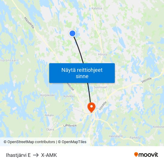 Ihastjärvi  E to X-AMK map