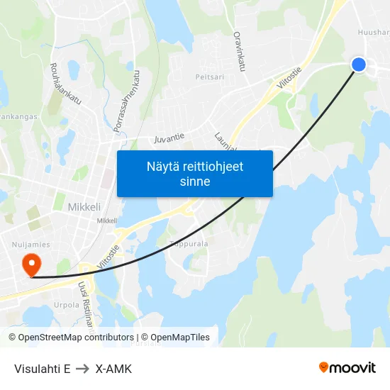 Visulahti  E to X-AMK map