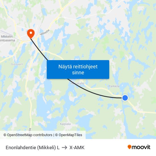 Enonlahdentie (Mikkeli)  L to X-AMK map
