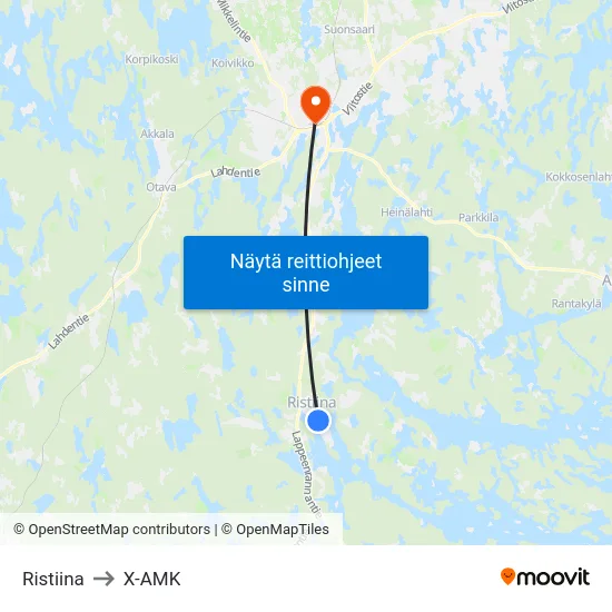 Ristiina to X-AMK map