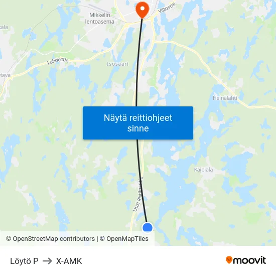 Löytö  P to X-AMK map